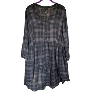 Torrid High-Low Plaid Tunic / Dress in black and gray plaid 2X